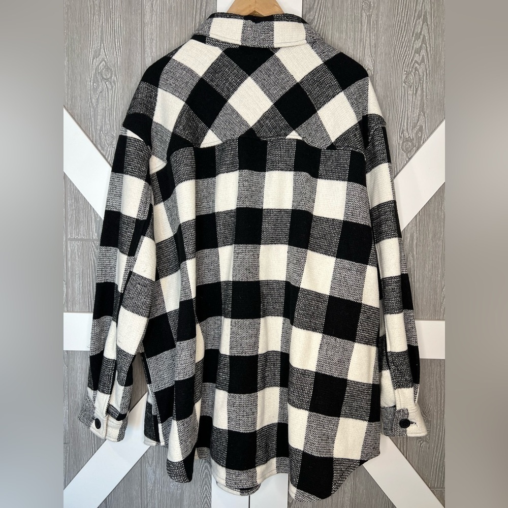 162. RDI Buffalo Plaid Shirt Jacket from Nordstrom Women’s 3X in Cream Plaid - Picture 5 of 9